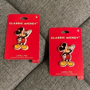 Vintage Disney Mickey Mouse Lapel Pin-Set of 2